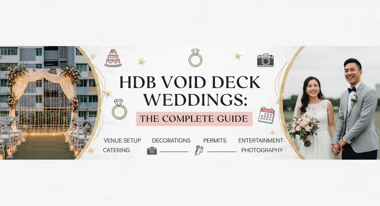 A beautifully decorated HDB void deck set up for a Malay wedding reception in Singapore