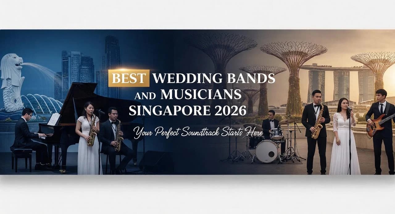 Live wedding band performing at a Singapore hotel ballroom reception