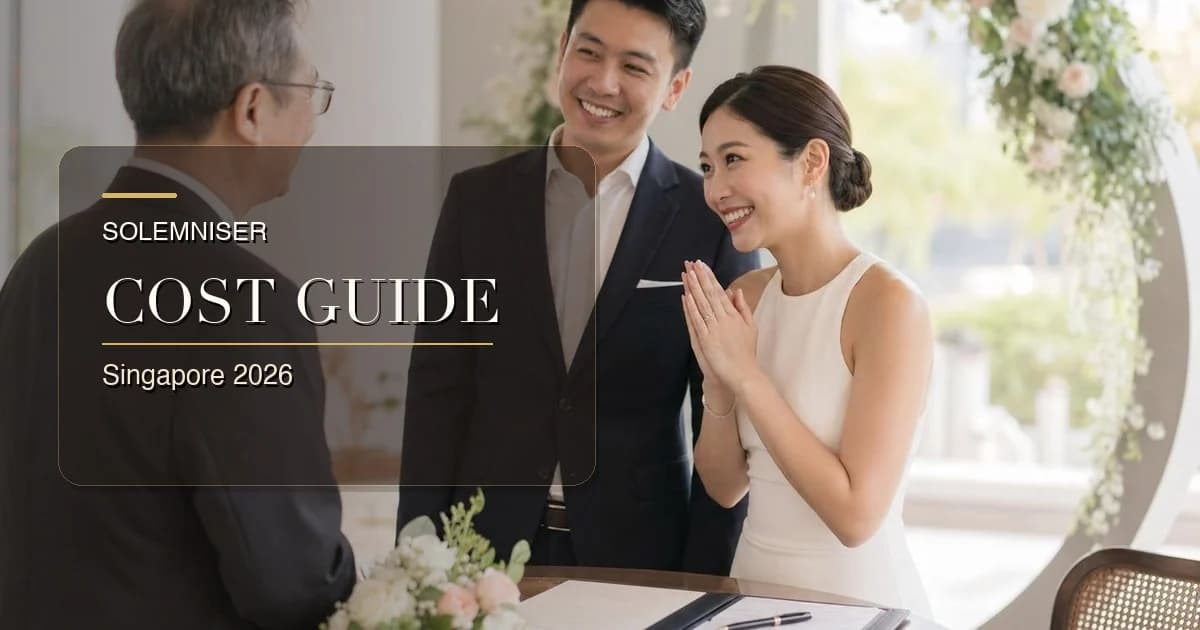 Couple thanking their solemniser after a Singapore ROM ceremony