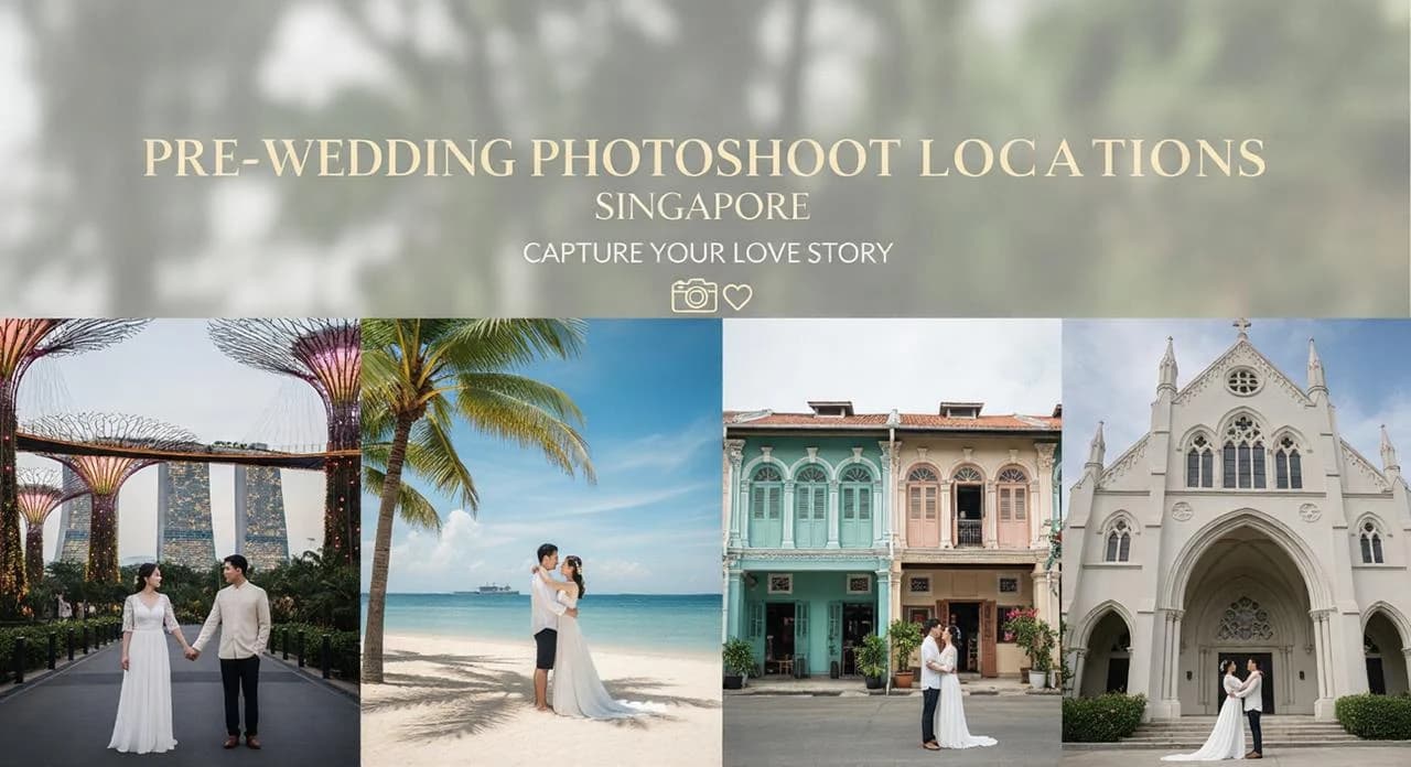 Couple posing for pre-wedding photos at Fort Canning Park tree tunnel in Singapore