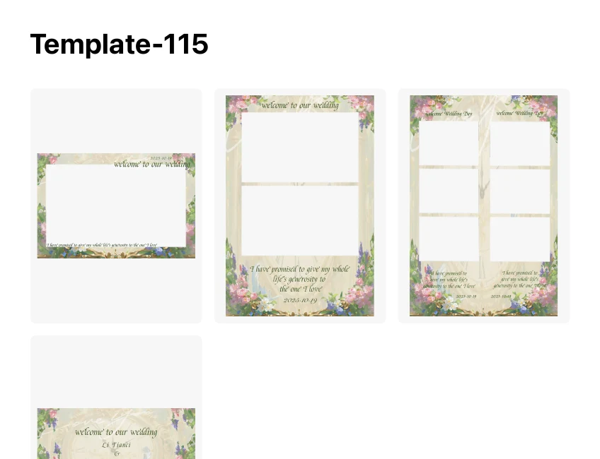 Cream and floral wedding print-template layouts
